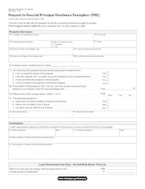 Form 2602 Request to Rescind Principal Residence Exemption