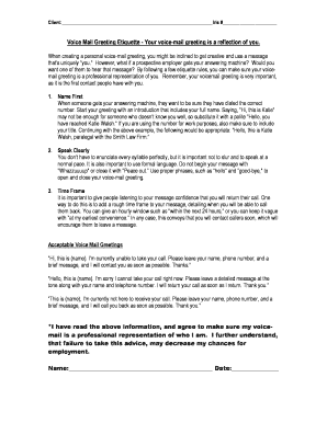 Voice Mail Greeting Etiquette Guide