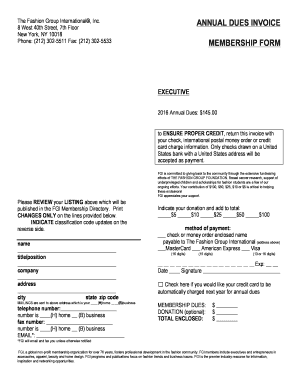 Fashion Group International Annual Dues Invoice