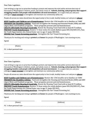 Washington State Advocacy Letter