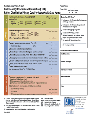 Minnesota EHDI Patient Checklist