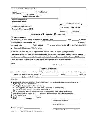Subpoena to Appear and Produce