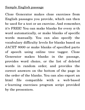 Cloze Generator Exercise Template