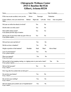 Auto Accident Injury Report Form