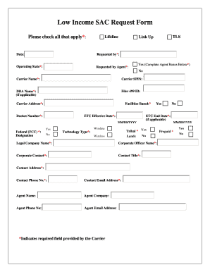 Low Income SAC Request Form