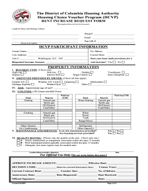 District of Columbia Housing Authority Rent Increase Request Form