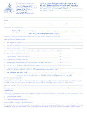 Lancaster City Income Tax Extension Form