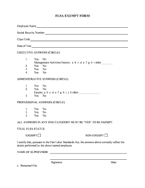 FLSA Exempt Form