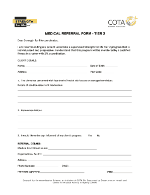 Medical Referral Form - Tier 2