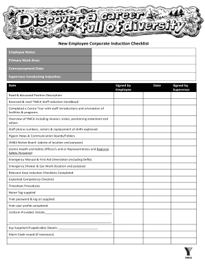New Employee Corporate Induction Checklist
