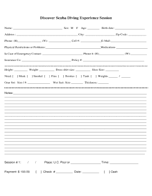 Scuba Diving Liability Release Form