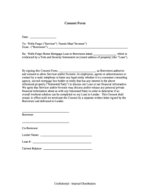 Wells Fargo Mortgage Loan Consent Form