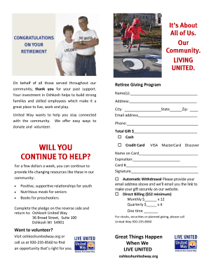 Oshkosh United Way Donation Form