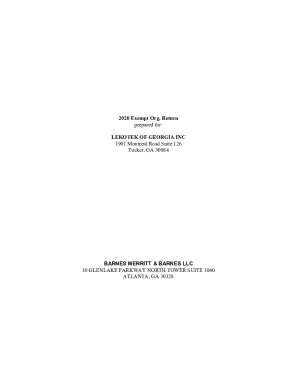 2020 Form 990 Exempt Organization Tax Return