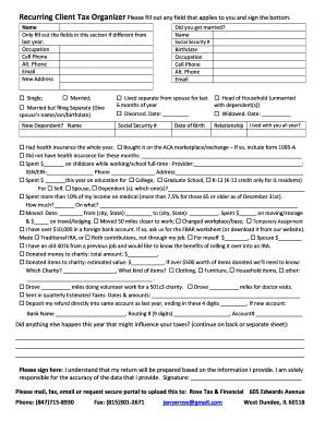 Client Tax Organizer Form