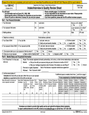 IRS Form 13614-C Intake Interview Sheet