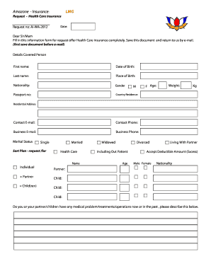 Health Care Insurance Request Form