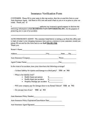 Insurance Verification Form