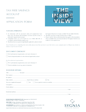 Sygnia Tax Free Savings Account Application Form