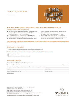 Sygnia Direct Investment Application Form
