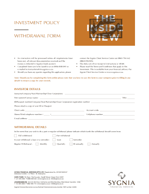 Sygnia Investment Withdrawal Form