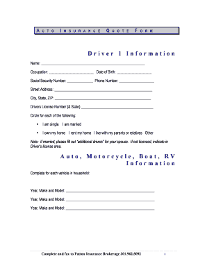 Auto Insurance Quote Form