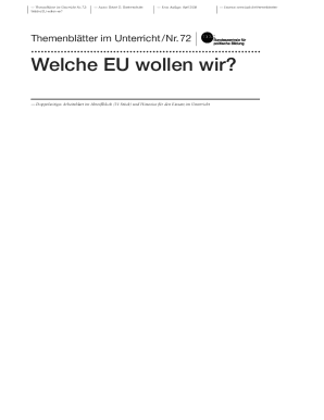 Themenblätter im Unterricht Nr. 72: Welche EU wollen wir?