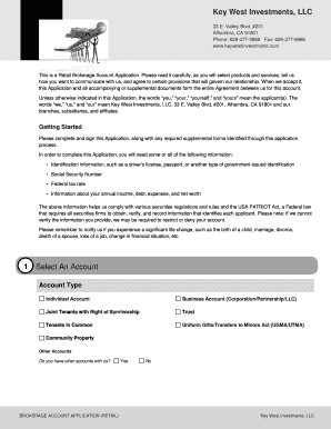 Retail Brokerage Account Application