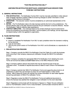 Uniform Pre-Notification Mortgage Lender/Broker Form