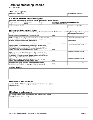 Norwegian Income Amendment Form