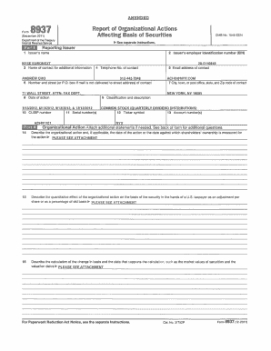 Amended Form 8937 for NYX Shareholders