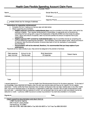 Health Care Flexible Spending Account Claim Form