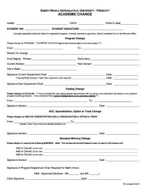 Embry-Riddle Academic Change Form