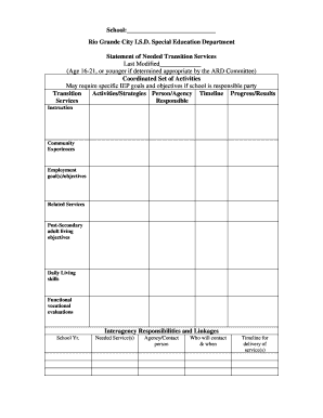 Special Education Transition Services Statement