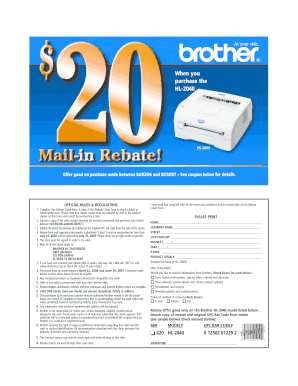 Brother HL-2040 Rebate Form
