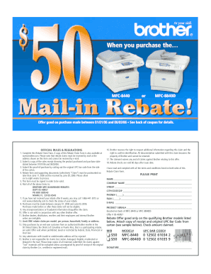 Brother MFC-8440/8840D Rebate Claim Form