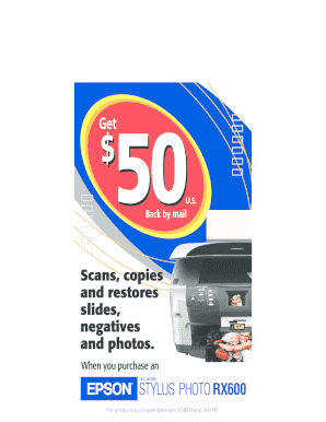 Epson Stylus Photo RX600 Rebate Form