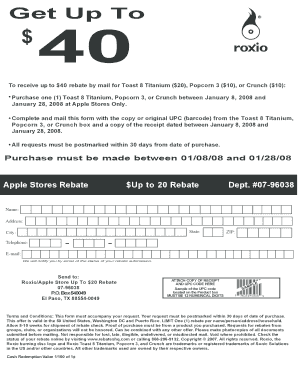 Apple Store Product Rebate Form