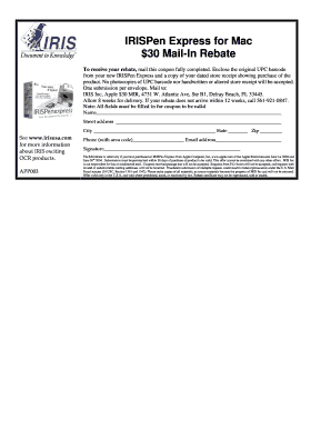 IRISPen Express Mail-In Rebate Form