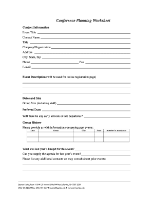 Conference Planning Worksheet