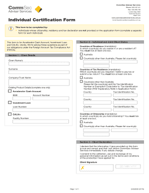 Individual Certification Form