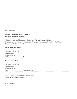 Change of Direct Debit Information