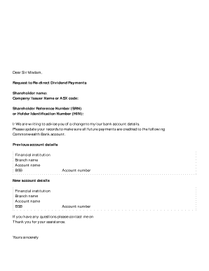 Request to Re-direct Dividend Payments