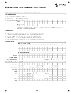 Institutional Wholesale Investor Application Form