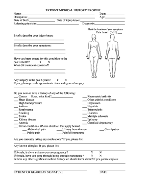 Patient Medical History Profile