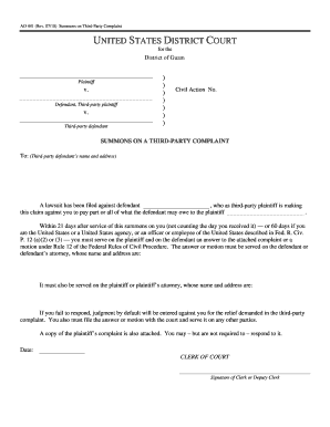 US Federal Summons on Third-Party Complaint