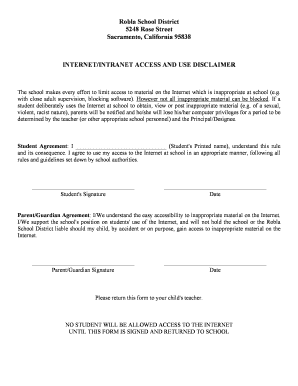 Internet Access and Use Disclaimer