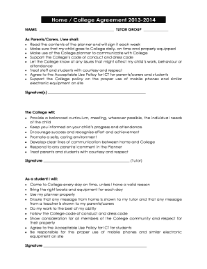 College Agreement Form