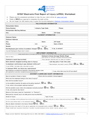 NYSIF Electronic First Report of Injury Worksheet