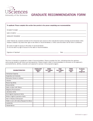 Graduate Recommendation Form